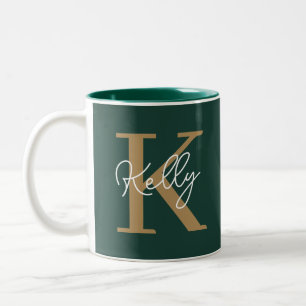 Tasse 2 Couleurs Script moderne Emerald Green Gold