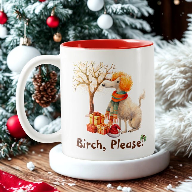 Tasse 2 Couleurs Script moderne mignon chien aquarelle drôle Noël (Créateur téléchargé)