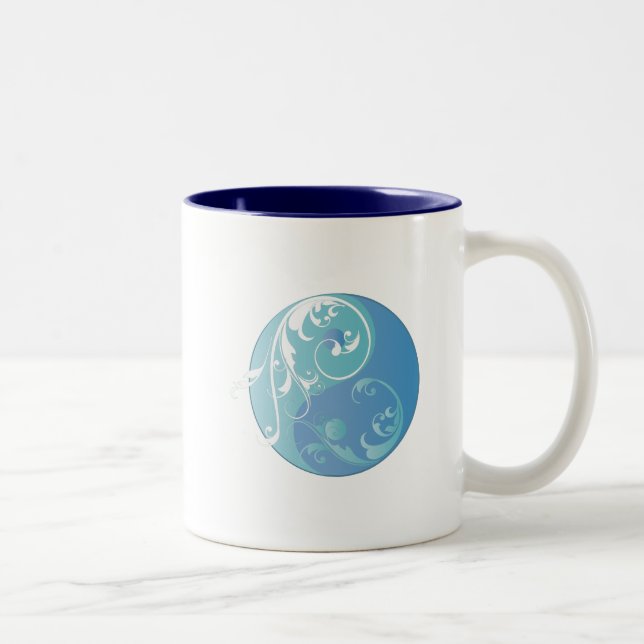 Tasse 2 Couleurs Scrolling Yin & Yang (Earth blues) (Droit)