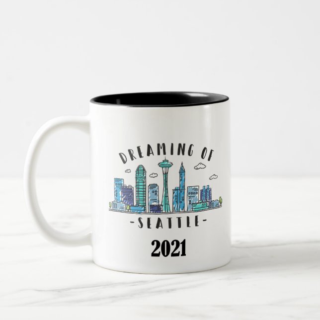 Tasse 2 Couleurs Seattle Skyline 2021 (Gauche)