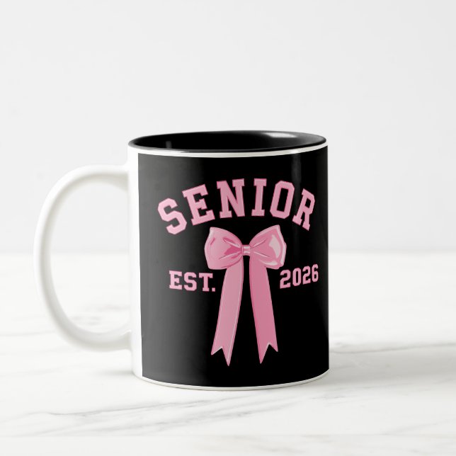 Tasse 2 Couleurs Senior 2026 Nœud Rose (Gauche)