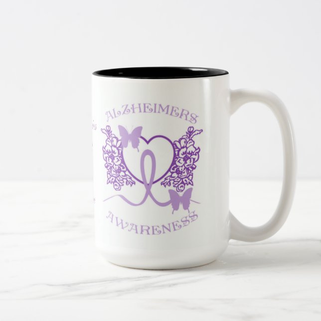 Tasse 2 Couleurs Sensibilisation aux Alzheimer Papillons pourpres M (Droit)
