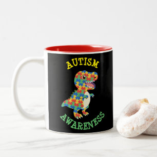 Tasse 2 Couleurs Sensibilisation sur l'autisme Dinosaures