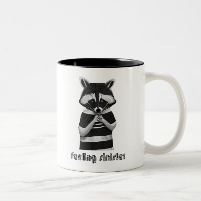Tasse 2 Couleurs Sentiment de sinistre drôle Raccoon (Droit)