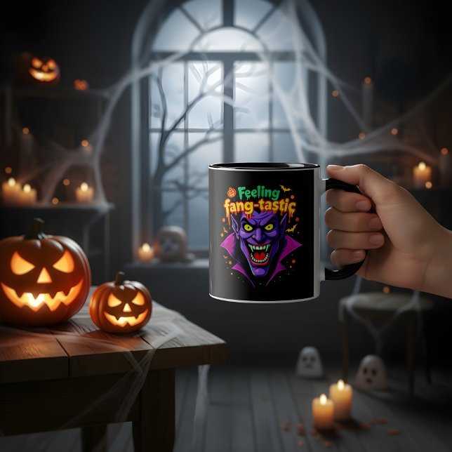 Tasse 2 Couleurs Sentiment Fang Tastic Halloween design Vampire Hal (Créateur téléchargé)