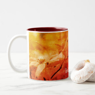 Tasse 2 Couleurs Sepia Dogwood Floral Art Personnalisé