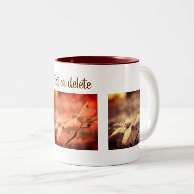 Tasse 2 Couleurs Sepia Dogwood Flower Photographie personnalisée (Devant droit)
