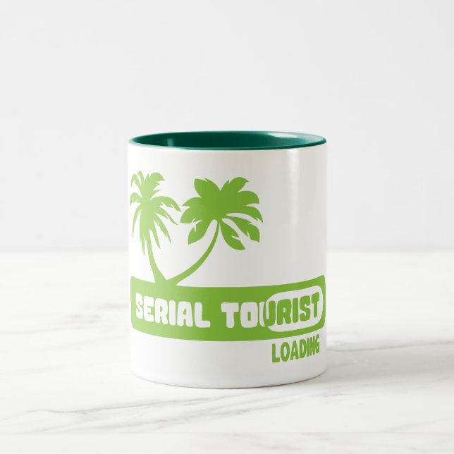 Tasse 2 Couleurs serial tourist citation palmier loading humour (Centre)