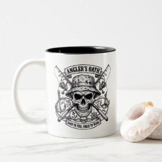 Tasse 2 Couleurs Serment de Pêcheur – Né pour Pêcher, Forcé de Trav