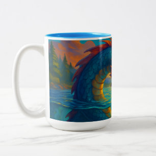 Tasse 2 Couleurs Serpent de mer drôle jouant avec un imaginaire pêc