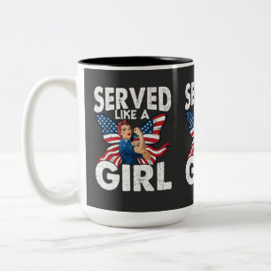 Tasse 2 Couleurs Sert Comme Une Fille Femme Vétéran Militaire Femme