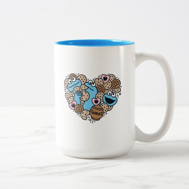 Tasse 2 Couleurs Sésame Sésame | Coeur de gribouillis de caniche Mo (Droit)