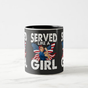 Tasse 2 Couleurs S'est battue comme une fille - Femmes vétérans de 