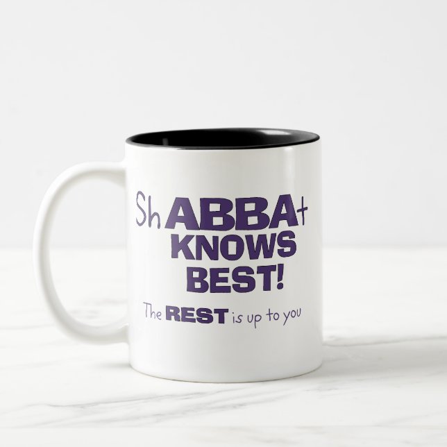 Tasse 2 Couleurs ShABBAt Abba connaît le mieux (Gauche)