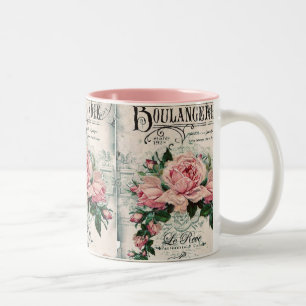 Tasse 2 Couleurs shabby chic, découpage, victorien, français chic,