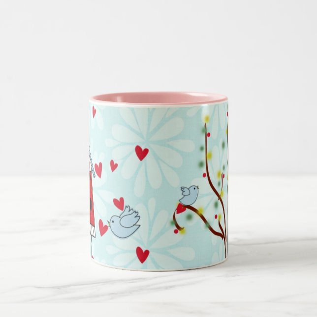 Tasse 2 Couleurs Shabby Chic Floral et Coeurs (Centre)