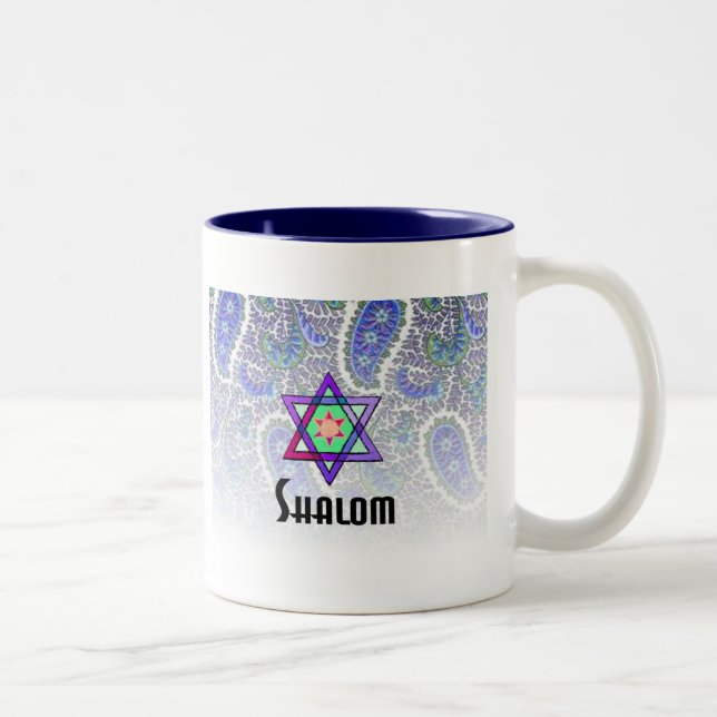 Tasse 2 Couleurs Shalom à Paisley bleu (Droit)