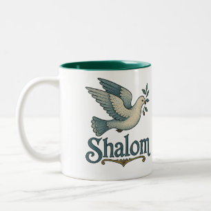 Tasse 2 Couleurs Shalom Colombe Paix Terre