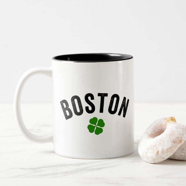 Tasse 2 Couleurs Shamrock irlandais de Boston (Avec donut)
