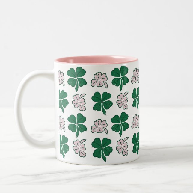 Tasse 2 Couleurs Shamrock Motif de Clover rose Saint Patrick`s day (Gauche)