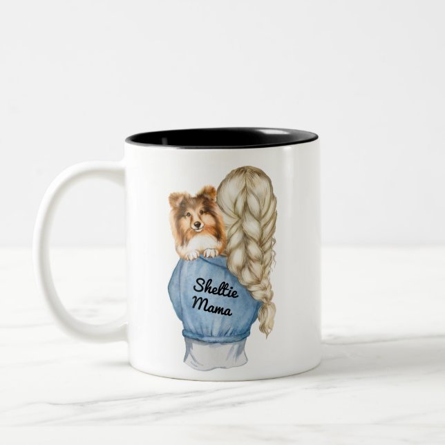 Tasse 2 Couleurs Sheltie Mama Blonde avec Sable (Gauche)