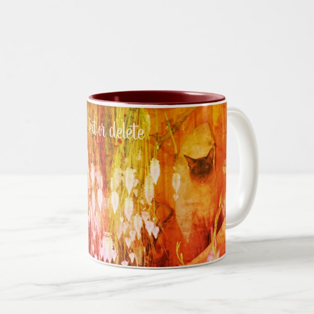 Tasse 2 Couleurs Siamese Cat Animal Art Personnalisé (Devant droit)