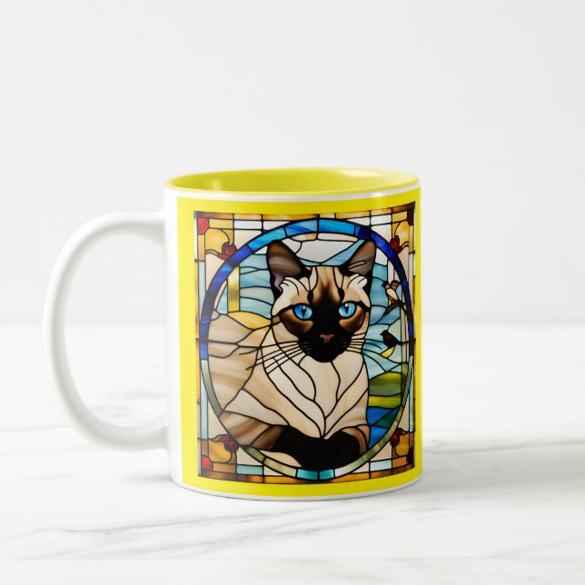 Tasse 2 Couleurs Siamese Chat Tissu Verre (Gauche)