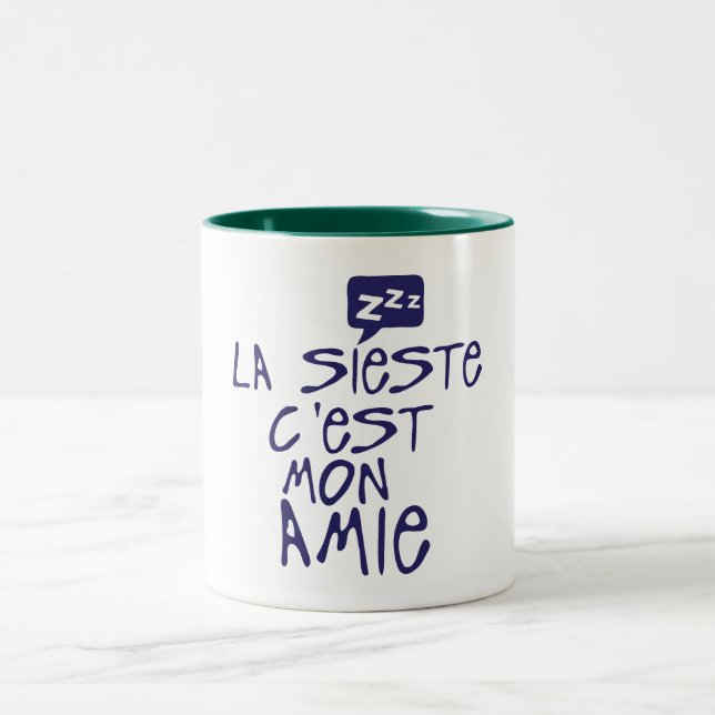 Tasse 2 Couleurs sieste est mon ami citation bulle  (Centre)