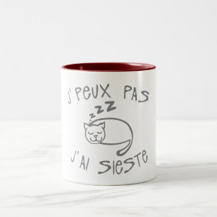 Tasse 2 Couleurs sieste je peux pas chat dort citation