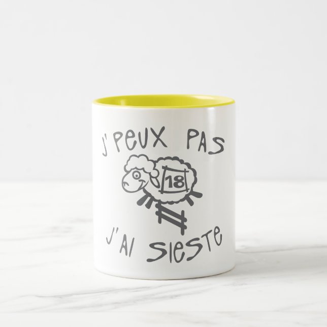 Tasse 2 Couleurs sieste je peux pas mouton saute citation compte  (Centre)