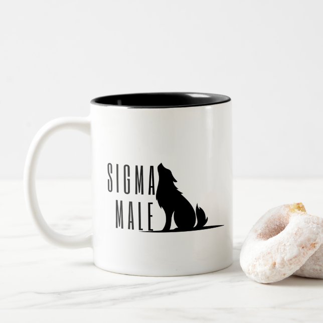 Tasse 2 Couleurs Sigma Homme Loup Lone Loner Mème (Avec donut)