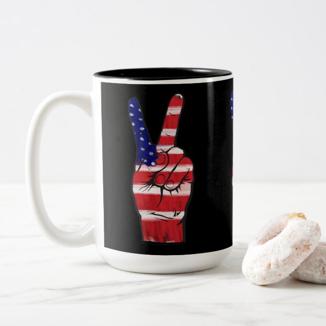Tasse 2 Couleurs Signal de paix (Avec donut)