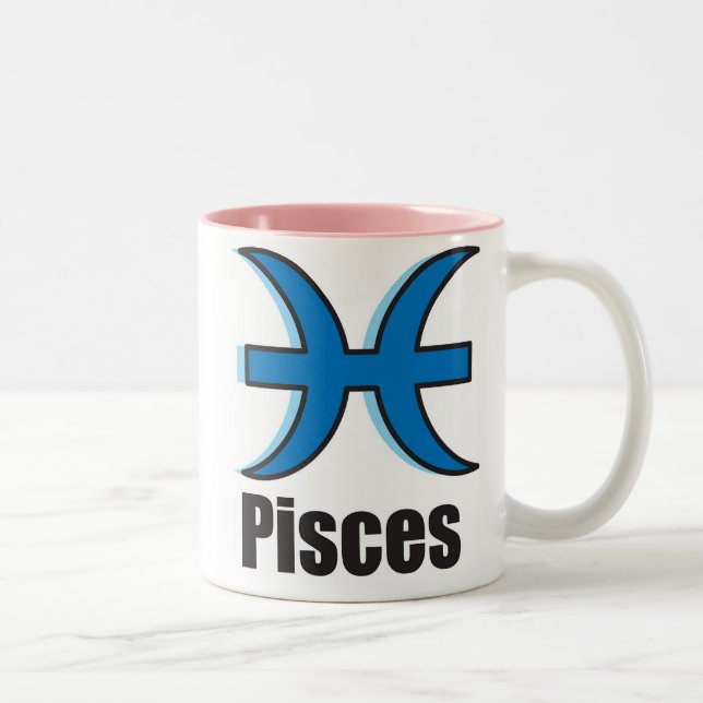 Tasse 2 Couleurs Signe de zodiaque de Poissons (Droit)