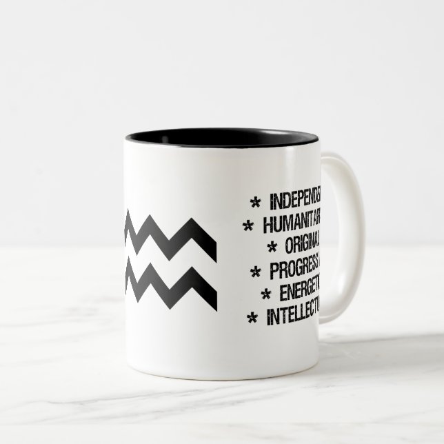 Tasse 2 Couleurs Signe de zodiaque de Verseau ("le grand") (Devant droit)