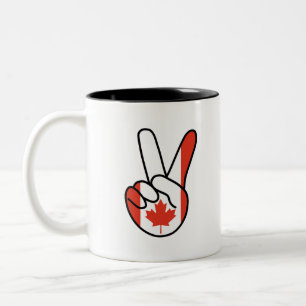 Tasse 2 Couleurs SIGNE DU Drapeau V DU CANADA