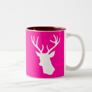 Tasse 2 Couleurs Silhouette blanche de tête de cerfs communs - ros