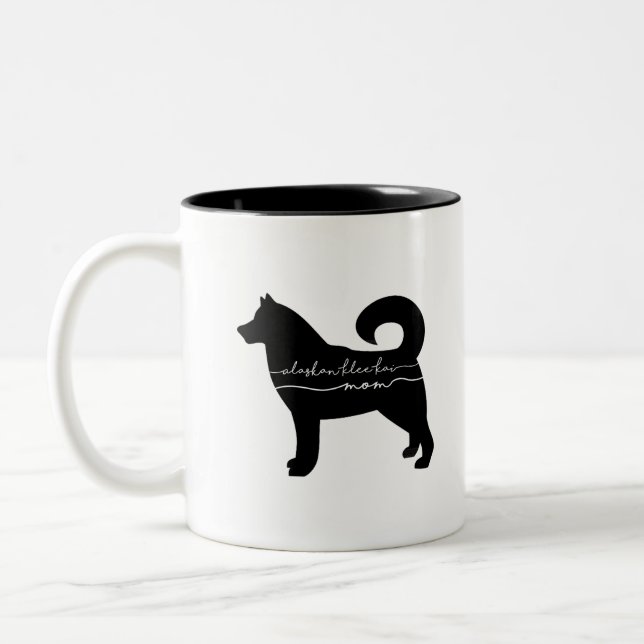 Tasse 2 Couleurs Silhouette d'Alaska de maman de Klee Kai (Gauche)