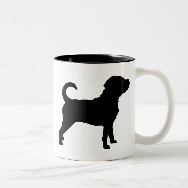 Tasse 2 Couleurs Silhouette de chien de Puggle (Droit)