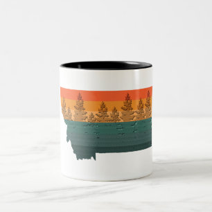 Tasse 2 Couleurs Silhouette de l'arbre d'état du Montana