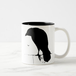 Tasse 2 Couleurs Silhouette de Raven - Goth vintage Ravens et