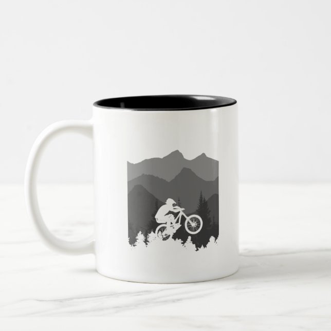 Tasse 2 Couleurs Silhouette de VTT pour le fanatique du MTB (Gauche)