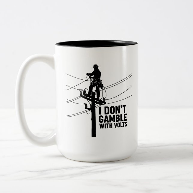 Tasse 2 Couleurs Silhouette d'électricien drôle (Gauche)