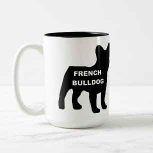 Tasse 2 Couleurs silhouette du nom de bulldog français