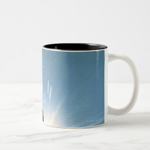 Tasse 2 Couleurs Silhouette du vol d'aigle chauve en ciel