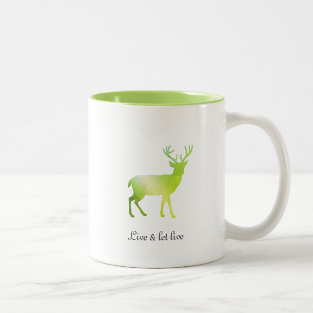 Tasse 2 Couleurs Silhouette et calligraphie du renne vert (Droit)