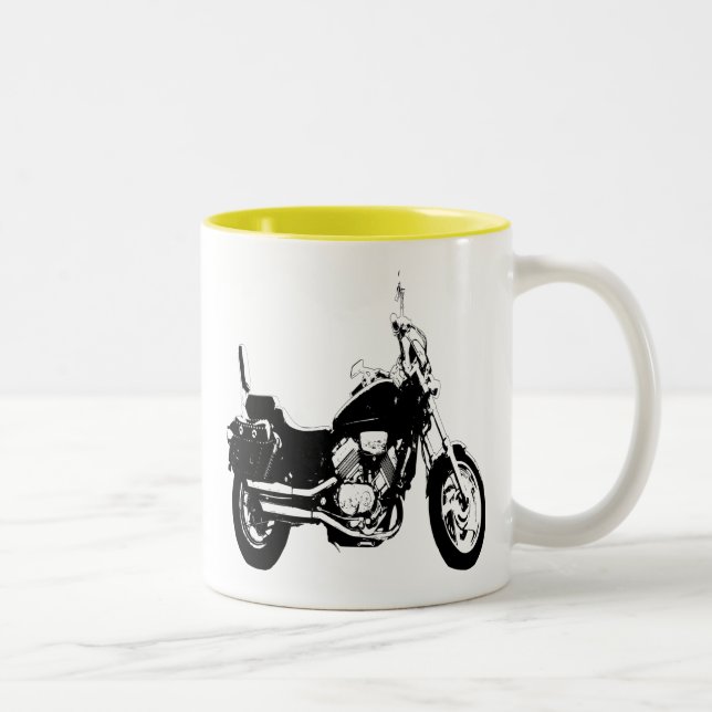 Tasse 2 Couleurs Silhouette fraîche de vélo de moto (Droit)