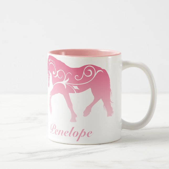 Tasse 2 Couleurs Silhouette Girly de cheval d'Ombre (Droit)