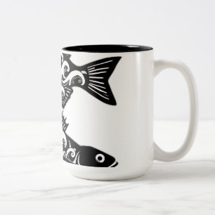 Tasse 2 Couleurs Silhouettes de poisson Motif