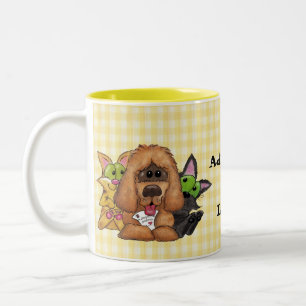 Tasse 2 Couleurs Silly et Tig avec Sassie-Pet Adoption is LOVE