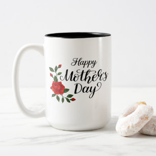 Tasse 2 Couleurs Simple Bonne Fête des Mères Floral Calligraphie